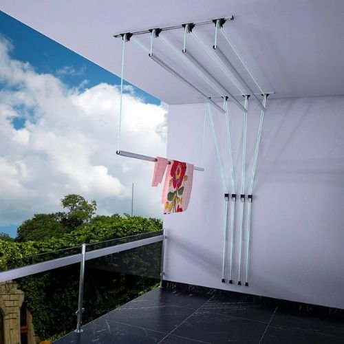 Real foldable cloth drying system installation